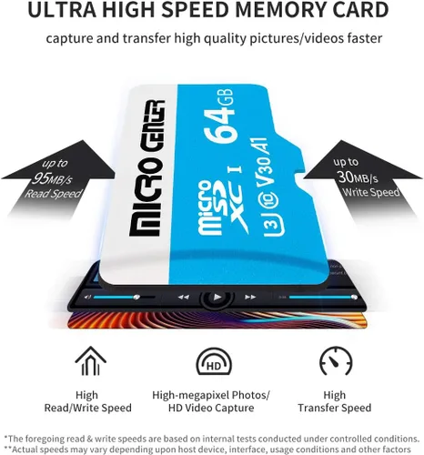 Vista 3 de Micro Center Premium - Tarjeta microSDXC de 64 GB, compatible con Nintendo-Switch, tarjeta de memoria UHS-I C10 U3 V30 4K UHD Video A1 Tarjeta Micro