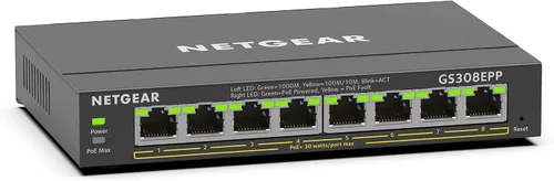 Vista 15 de NETGEAR Switch PoE Gigabit Ethernet Easy Smart Managed Essentials de 5 puertos (GS305EP) - con 4 x PoE+ @ 63W, para montaje en escritorio o en pared