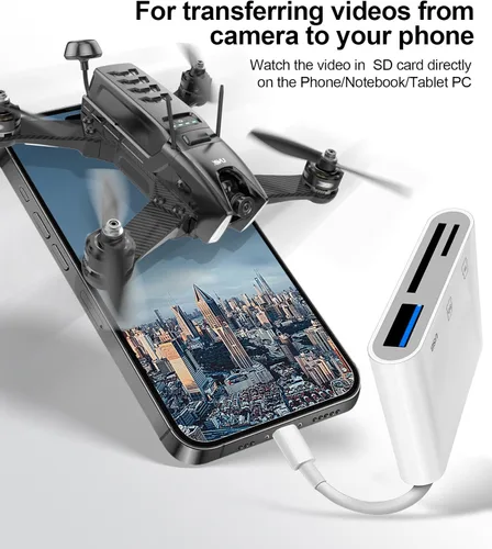 Vista 4 de Lector de tarjetas SD USB C para iPhone 15-17, adaptador de tarjeta de memoria USB C a Micro SD para iPad/Mac Pro/Air, lector de tarjetas de cámara