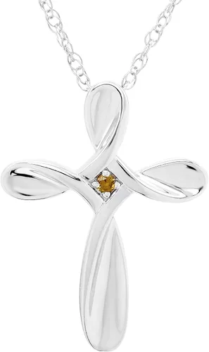 Vista 15 de Boston Bay Diamonds Sterling Silver Infinity Birthstone Cross Necklace 01 de enero - Granate genuino