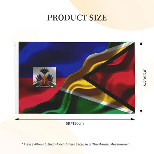 Vista 2 de Banderas para exteriores de 3 x 5 pies, bandera de Guyana haitiana y guyanesa de Haití, banderas de impresión de doble cara de 3 x 5 pies, pancarta
