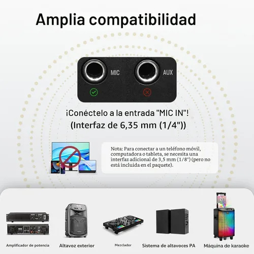 Vista 2 de TONOR Sistema de Micrófonos Inalámbricos con Auriculares UHF/Micrófonos de Solapa Lavalier, Transmisor Corporal, Receptor, 4 x 10 Canales, Alcance
