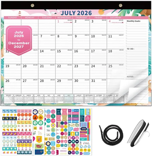 Vista 13 de Ospelelf Bule Calendario 2026-2027 - Agenda mensual grande de 22 x 17 pulgadas, calendario de escritorio de 18 meses para personas mayores, oficina