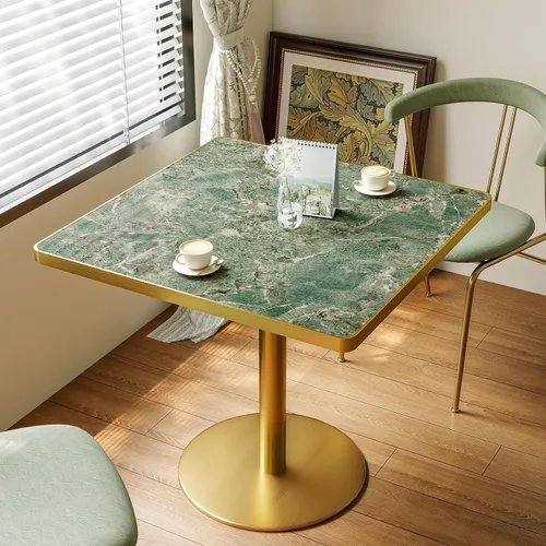 Vista 28 de Mesa de tulipán de 31.5 pulgadas, mesa de comedor redonda con mesa de Aqua Jade (oro rosa)
