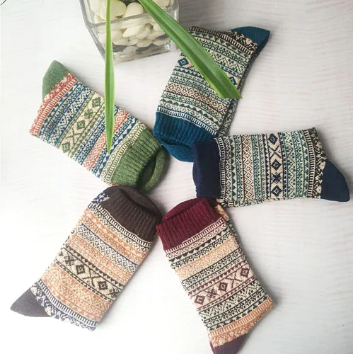 Vista 6 de 5 Pack Womens Wool Socks Winter Warm Socks Thick Knit Cabin Cozy Crew Soft Socks Gifts for Women