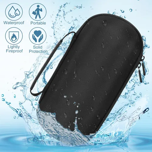 Vista 5 de Funda portátil para altavoz JBL Pulse 5, bolsa de transporte dura, funda de viaje impermeable con correa para el hombro y asa - negro