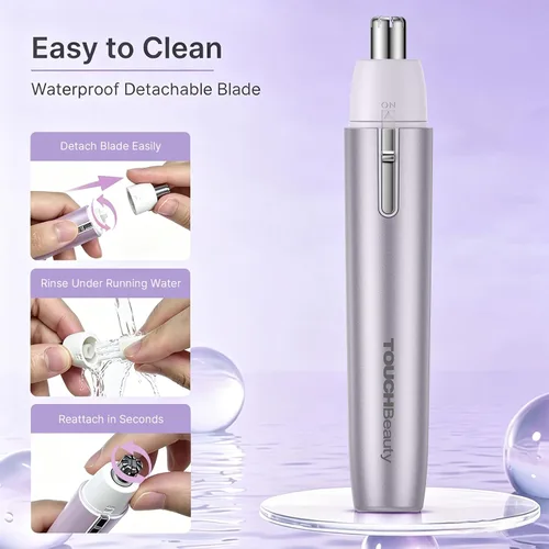 Vista 5 de TOUCHBeauty - Cortadora eléctrica de pelo de nariz para hombres y mujeres, recortadora de hoja giratoria sin dolor, cabeza impermeable desmontable