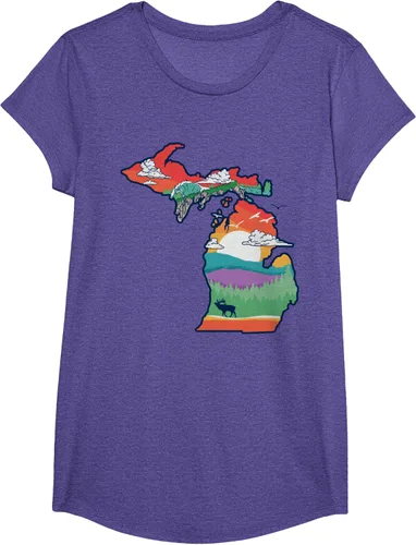 Vista 17 de Michigan Outside - Camiseta con ilustración artística