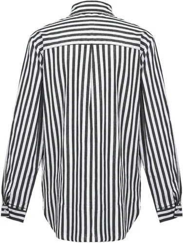 Vista 5 de Camisas con botones para mujer, de algodón, a rayas, casual, de manga larga, cuello para oficina, trabajo, blusas