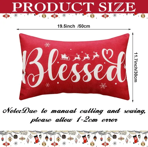 Vista 2 de Tatuo - 2 fundas de almohada navideñas de 20 x 12 pulgadas, rectangulares