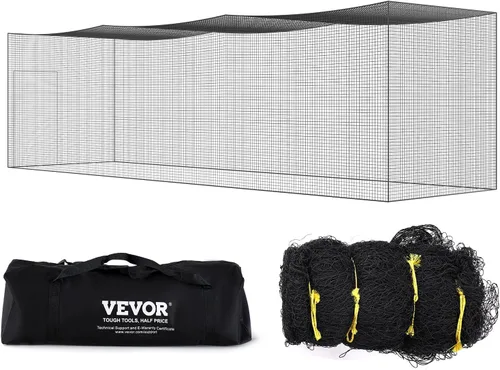 Vista 10 de VEVOR Jaula de bateo de béisbol,Red profesional de entrenamiento de bateo de béisbol de sóftbol,Red de entrenamiento de bateo de PE cerrada de alta