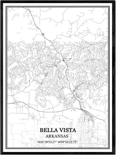 Vista 8 de TANOKCRS Bentonville Arkansas USA - Póster impreso en lienzo con diseño de mapa de Estados Unidos, sin marco, moderno, en blanco y negro, regalo