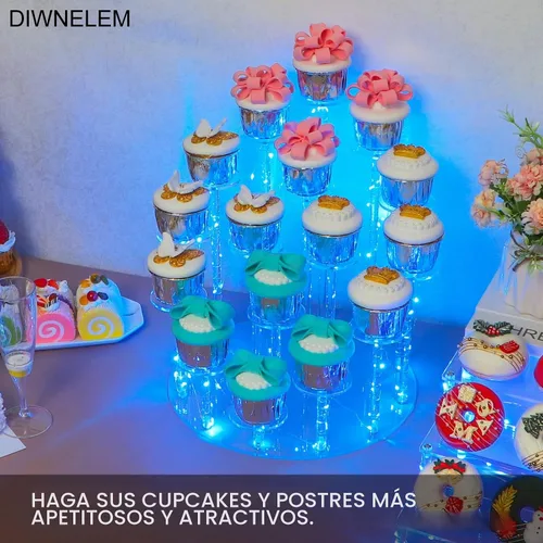 Vista 5 de Soporte de exhibición de 16 niveles para cupcakes, soporte elevador de acrílico para cupcakes, soporte para cupcakes, coleccionables, figuras