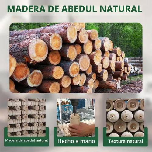 Vista 3 de OIRUMIE Perchero de pie de madera, perchero de madera vintage de pie con base triangular resistente, percheros clásicos con 14 ganchos, soporte