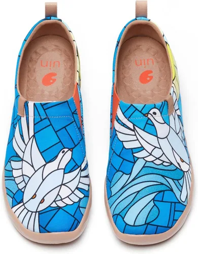 Vista 66 de UIN Zapatos de viaje para caminar para hombre, sin cordones, de lona, informales, ligeros, cómodos y modernos, diseño de perritos felices Ahhhhh