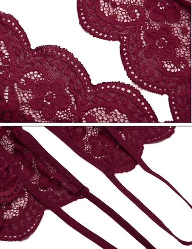 Vista 5 de Lencería para mujer con escote en V profundo halter de una pieza