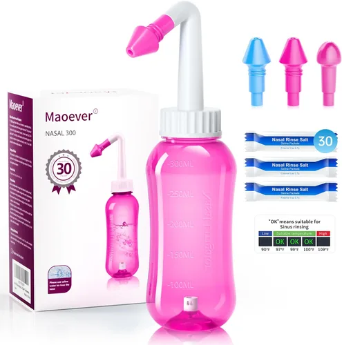 Vista 8 de Botella para enjuagues y limpiezas nasales Irrigación nasal con enjuague a presión para adultos y niños. Sin bisfenol A capacidad para 10.1 onzas