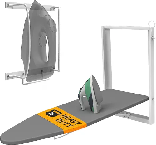 Vista 10 de Xabitat Tabla de planchar para montar en la pared con soporte para plancha, 36.2" X 12.2" tabla de planchar plegable de montaje compacto