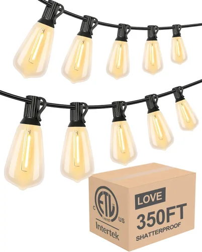 Vista 12 de Lightdot Luces LED para Patio de Exterior de 200 Pies (2 x 100 Pies), Luces de Cadena LED con Certificación ETL con Bombillas Edison Vintage
