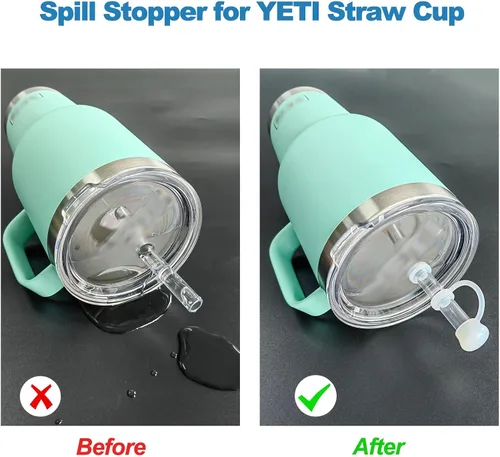 Vista 7 de LUOLAO Tapón de silicona contra derrames para vaso de paja YETI, con tapa