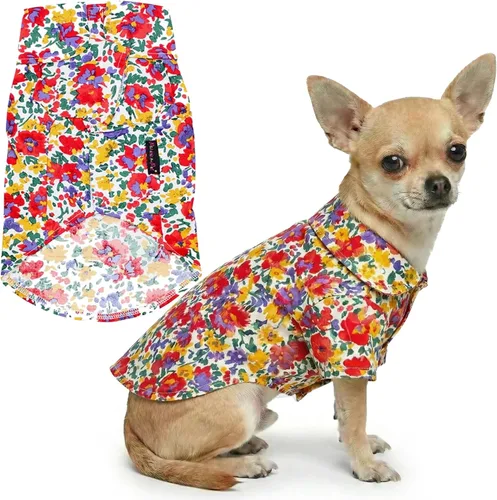 Vista 47 de Parisian Pet Camisa para perro de Amazonia - Ropa de algodón para perros pequeños - Elegante traje tropical para perros - Ropa ligera y suave