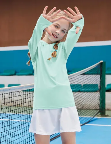 Vista 4 de Zaclotre - Sudadera con capucha para niños, con protección solar UPF 50+, de secado rápido, para niñas, con agujeros para los pulgares
