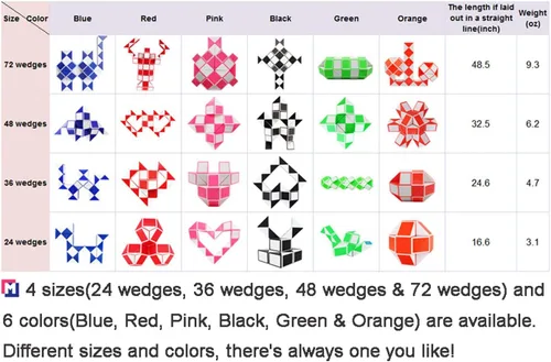 Vista 7 de Mipartebo Magic Snake Cube Twist Puzzle 72 Cuñas Tamaño Grande Negro Juguetes de serpiente para ansiedad, regalo de fiesta, juego para niños