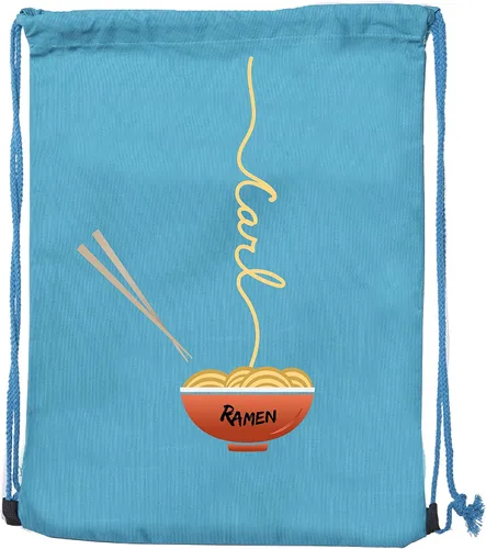 Vista 2 de Mato & Hash Ramen fideos mochila personalizada con cordón bolsa de algodón lona Cinch mochilas