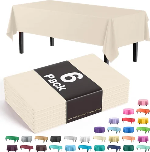 Vista 23 de Party Solids Paquete de 6 manteles de plástico prémium de 54 pulgadas x 108 pulgadas. Cubierta de mesa rectangular de plástico - Aqua