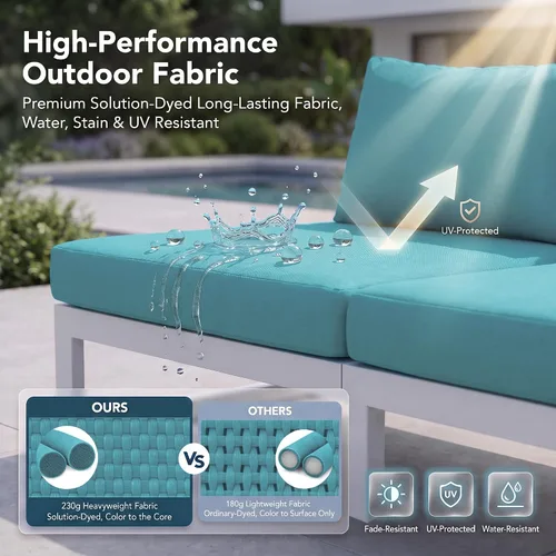 Vista 5 de BULEXYARD Juego de 7 piezas de muebles grandes de aluminio para patio al aire libre con mesa rectangular con fogón, asiento profundo de 29