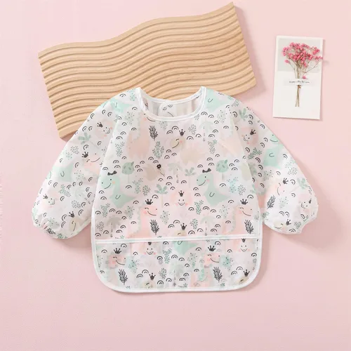Vista 4 de Paquete de 3 baberos impermeables de manga larga para bebé, cobertura completa, delantal con bolsillo, de 6 a 30 meses