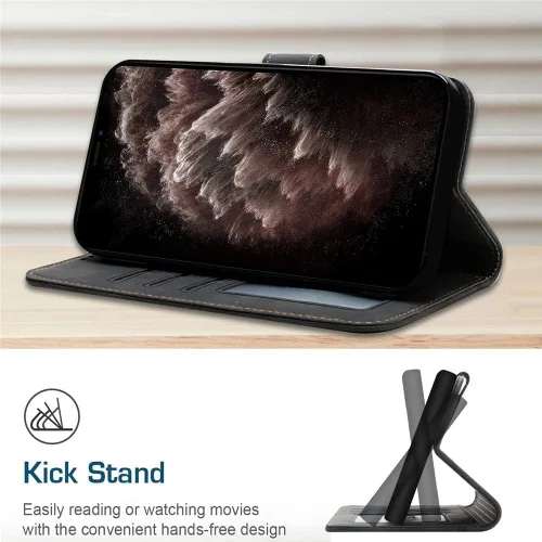 Vista 5 de Funda tipo cartera para Redmi Note 11 Pro, Redmi Note 11 Pro con tarjetero de cuero con función atril de protección completa magnética compatible