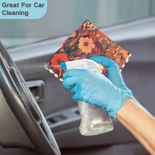 Vista 4 de Autumn Poppy Flowers06 - Juego de 6 paños de limpieza de microfibra para autos, máquina súper absorbente