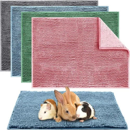 Vista 22 de Amylove 4 piezas de forro para jaula de conejillo de indias, ropa de cama para conejillo de indias, alfombrilla para puerta de perro para patas