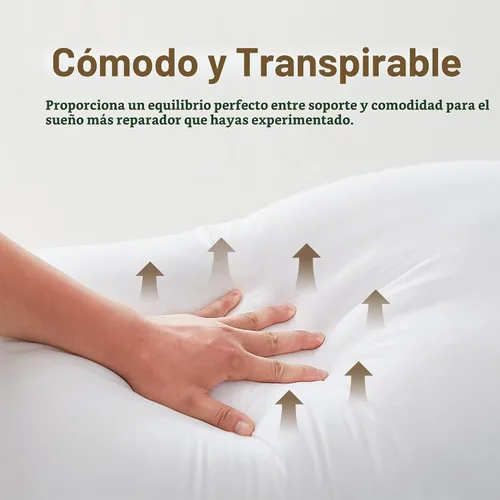 Vista 3 de Acanva Almohadas de Cama Refrescantes para Dormir, Relleno de Microfibra 3D de Calidad de Hotel de Lujo con Funda Transpirable para Personas que
