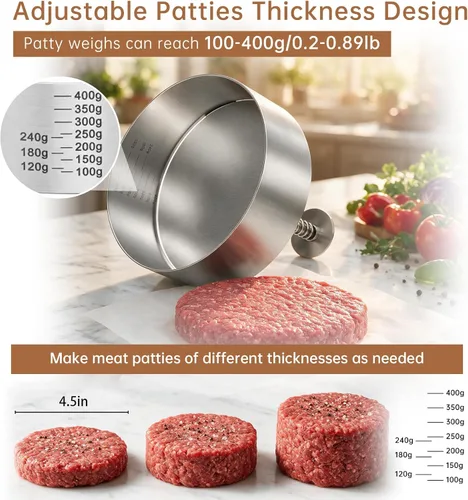 Vista 3 de Prensa de hamburguesas de 4.5 pulgadas para hamburguesas de acero