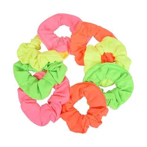 Vista 7 de Juego de 8 coleteros de color neón lisos, color rosa, amarillo, verde y negro