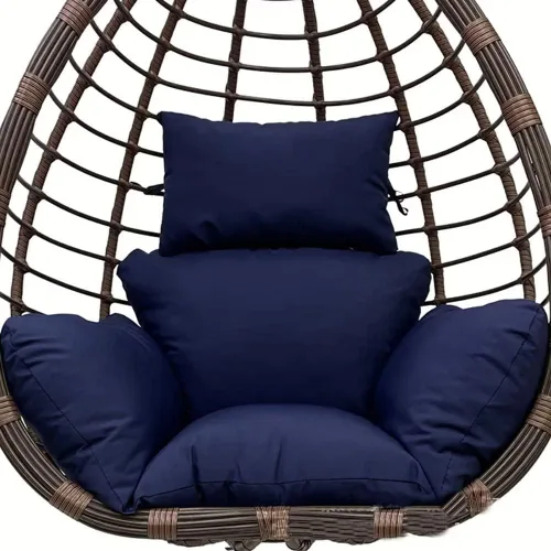 Vista 8 de Cojín para silla de huevo colgante para patio, cesta colgante, asiento lavable, color burdeos
