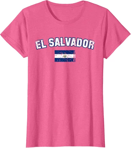Vista 56 de EL SALVADOR Bandera Vintage Hombres Mujeres Niños Camiseta EL SALVADOR