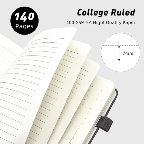 Vista 2 de LEAGIM Cuaderno rayado en espiral para mujeres y hombres, cuaderno de tapa dura con rayas universitarias para trabajo y toma de notas, diarios