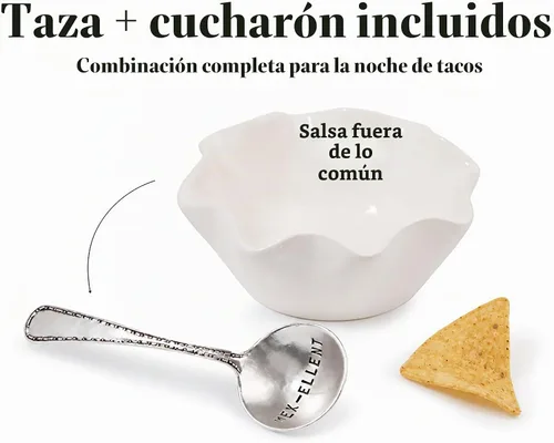 Vista 7 de Mud Pie Juego de Tazas de Inmersión de Cerámica para Salsa, Nacho, Blanco y Plateado