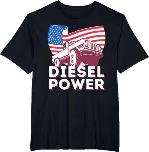 Vista 27 de Diesel Power American Flag - Camiseta de camioneta de mecánico diésel, Negro, S