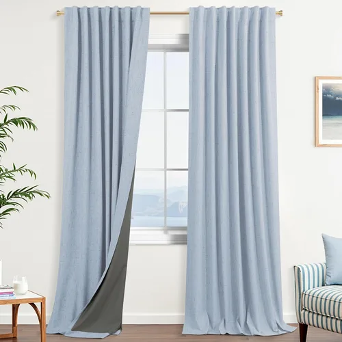 Vista 46 de KOUFALL - Cortinas de medio estilo francés de lino para ventana, juego de 2 cortinas cortas de 40 pulgadas de longitud, para privacidad, cortinas