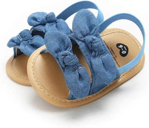 Vista 6 de COSANKIM Sandalias de verano para bebés y niñas con suela suave de flores, zapatos de vestir para cuna, recién nacidos, para recién nacidos