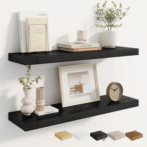 Vista 56 de Dreamland Estantes flotantes negros de 20 pulgadas, estantes de pared de 20 pulgadas para baño, dormitorio, cocina, estante de libros montado