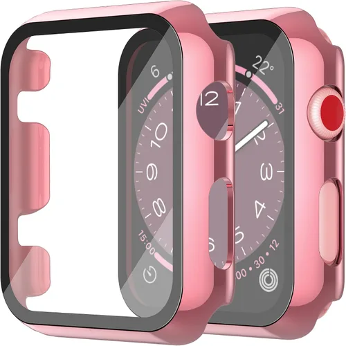 Vista 42 de Misxi Juego de 2 Fundas de Vidrio Templado Compatibles con Apple Watch Series 3 y Series 2 de 1.496 Pulgadas, Protector de Pantalla de Policarbonato