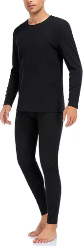 Vista 2 de COLORFULLEAF Conjunto de ropa interior térmica de algodón para hombre, ropa interior térmica de algodón para hombre, capa base, clima frío