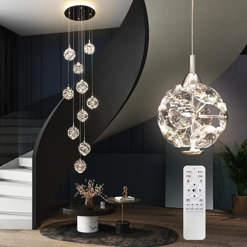 Vista 13 de Lámparas colgantes modernas para isla de cocina, lámpara colgante esférica, pequeño candelabro colgante de cristal para dormitorio, entrada, sala