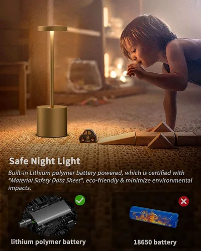 Vista 7 de Pack de 2 lámparas de mesa inalámbricas, lámpara de escritorio recargable con batería LED de 5000 mAh, metálica, USB, portátil, lámpara de mesa