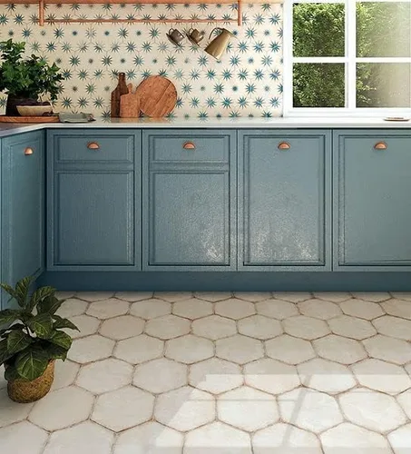 Vista 2 de 8X9 Lilya Hexágono Europeo Hexágono Piso Azulejo Interior Exterior (1)